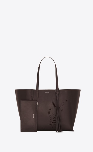 shopping bag saint laurent E/W in perforated vintage leather